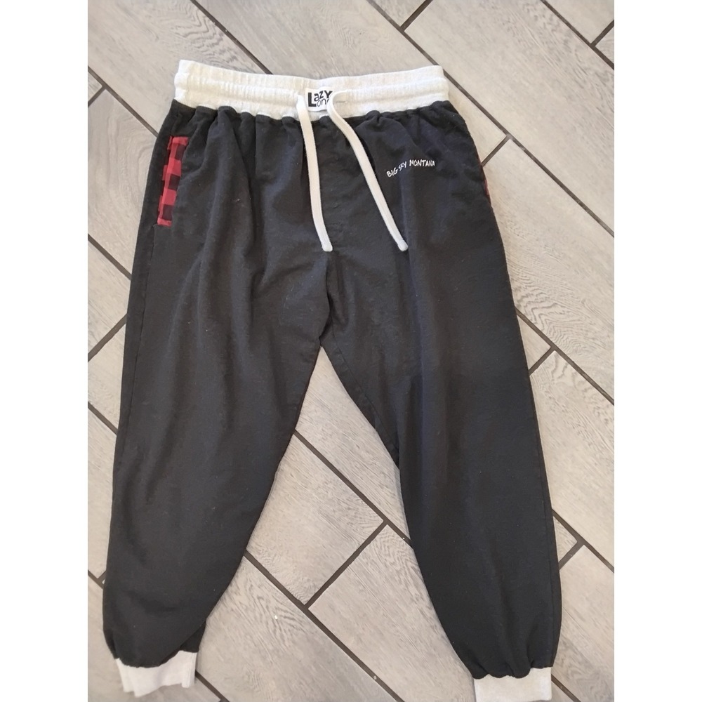 Lazy One Big Sky Montana Mens Joggers Black Buffalo Plaid Pajama Pants XL